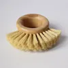 Escova de limpeza de vegetais e frutas, pincéis de limpeza de alça circula, círculo cheio o anel de limpeza de bambu esfrega para ferramenta de cozinha cor natural DH8077