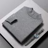 High End Fashion Brand Knitted Pullover Sweater Men Half Turtle Neck Autum Winter Woolen Casual Jumper Clothes Men 211014