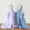 Ruffles Women Sleepwear Manica lunga Lingerie Illusion Real Photo Accappatoio Tulle Nightwear Babydoll Robe Abiti da festa di compleanno