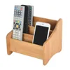 3 Grid Bamboo Remote Control Storage Box Stationery Headphone Cable Cell Phone Desktop Organizer 211112