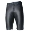 Män pu läder shorts casual sweatpants tight slim fitness kläder bodybuilding man plus storlek bagage s-xxl 210714