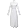 Yosimi Summer Long Long Women Dress Maxi Vintage White Evening Party Stand Neck Sleeve Band Fairy Female Vestido 210604