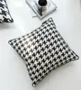 Cushion/Decorative Pillow 35x55/45x45/55x55cm Black White Houndstooth Cushion Cover Grid Cotton Throw Pillowcase Check Waist