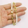 5 strand 4-5mm kvinnor naturliga pärlor länk metall halsband smycken kedja 9797