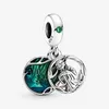 Damenschmuck für Pandora-Charms, 925er-Silber, Liebesarmband, grüne Kristalle, baumelnde Schiebearmbänder, Perlen, Schmuckkette, Charm-Perlen