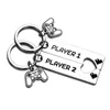 Keychains 2 PCs Funny Player 1 Anniversary Gifts Couples Key Chains Gamer Buckle Ring Miri22