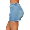 Sexy Skinny Hips Bodycon Denim Ołówek Spódnica Kobiety Elastyczna Talia Lace-Up Mini Jenas Spódnice Faldas Mujer Moda Ripped Hole Vestidos X0428