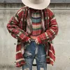 メンズセーター男性ロングカーディガン秋冬服ファッションチェック柄ニットルーズ特大セーターコート厚くて暖かい