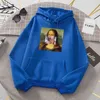 2021 marca macia Sportwear Mona Lisa Engraçado Lábios Lábios Impressão Masculina Suéter Thermal Vintage Homens Hoodie Oversized Hoodies H1218