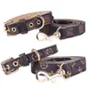 Designs Adjustable PU Leather Pet Collars Fashion Letters Print Old Flowers Leashes for Cat Dog Necklace Durable Neck Decoration A270c