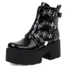 Boots Big Size 43 Autumn Spring Ankle Platform Chunky High Heels Gothic Punk 2021 Short Motorcycle Buckle Street Shoes