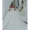 Tamanho africano mais vestidos de casamento vestido de noiva frisado cristais fora do ombro em camadas saia capela trem feito sob encomenda vestidos de novia