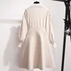 High Quality Autumn Winter Dress For Women Lantern Sleeve Knit Sweater Korean Fashion Casual Mini Christmas es Robe 210514