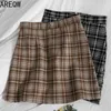 Hit The Color Grid Fashion Hip Skirt Women's Spring Show Thin Skirt Korean Version of The High-waisted A- Skirt 210507