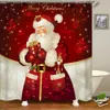 Jultryckt badrum duschgardin snögubbe Santa Claus älg vattentät polyester tyg badgardiner hem dekoration230w