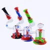 Tasarım Cam Bong ile 14mm Kase 8 "Mini Bongs Sigara Aksesuarları Filtre Bisbler Silikon Su Boruları ile Hediye Kutusu Ambalaj