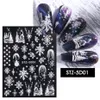 5D Embossed Nail Sticker Boże Narodzenie Płatki śniegu Design Klej Naklejki Letnie suwaki Nail Art Decorations Free DHL