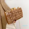 women handbag elegant atmosphere studded clutch bag personality metal hard box dinner handbags Joker fashion acrylic chain259g