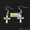 Dots End Cross Dangle Chandelier Orecchini 925 Gancio di pesce in argento 925 13.9x39mm Gioielli di moda E486 40Pairs / lot