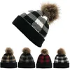 Ciepłe Grube Boże Narodzenie Dorośli Winter Kapelusz Dzianiny Pom Poms Czapki Kapelusze Kobiet Skullies-Faules Girl Ski Cap 100szt