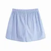 Women Casual Shorts Summer Fashion Elastic Waist Modern Lady Striped Bottom 210602
