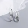 Boucles d'oreilles ovales géométriques en argent Sterling 925 pour femmes, boucles d'oreilles détachables de Style métallique Simple pour femmes S-E1412