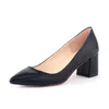Dress Shoes Designer Women Pumps Classic Office & Career Pointed Toe PU 6-8CM Thick High Heels Slip On Mujer Bombas Size 35-42 Black