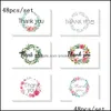 Cumprimentando evento festivo festa fontes home gardengreeting cartões 48 pcs / set diamante pintura de flores grinalda obrigado com envelopes christm