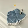 Детские кружевные джинсовые шорты летние корейские девочки девочки сладкие мягкие короткими штаны