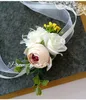 Decorative Flowers & Wreaths White Corsage Artificial Flower Silk Wrist For DIY Wedding Party Decoration Men's Fake