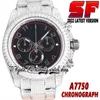 2022 SF V2 116509 ETA 7750 SA7750 Cronografo automatico Orologio da uomo 116520 Quadrante nero Cassa in acciaio 904L Bracciale con diamanti ghiacciati Eternity Gioielli Orologi 116599