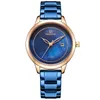 NAVIFORCE Uhren für Frauen Top Marke Luxus Damenuhr Edelstahl Einfache Mädchen Uhr Blau Quarz Armbanduhr Reloj Mujer 210517