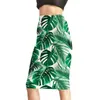 Skirts Print Floral Women Pluse Size Office 2021 Autumn Fashion Green Color Female Midi Skirt Elegant Lady High Waist