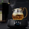 Borrey glas tekanna kopp uppsättning värmebeständigt med infusion filter guldhandtag oolong blomma puer vattenkokare 210813