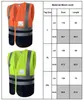 Män Stripe High Safety Vest Work Jackets Multi-Pocket Workwear Red Reflective Construction Ärmlös