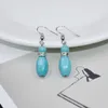 Ensemble de collier et boucles d'oreilles tibétaines en argent et turquoise pour femmes, double perles, cadeau à la mode, style national, ensembles de bijoux à faire soi-même, DMTQS040