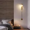 Vägglampor LED Golden Lamp Art Copper Sconce Iron Light Fixture Heminredning För Sovrum Modern Interior Trappa Aisle