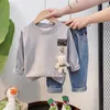 Sonbahar Çocuk Bebek Erkek Giysileri Moda Denim Ceket Üst Pantolon 3 adet / takım Bebek Çocuk Rahat Giyim Kış Toddler Eşofmanlar 220212