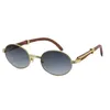 Ganzes 18k Gold Vintage Holz Sonnenbrille Fashion Metall Rams Real Holz für Männer Brille 7550178 Ovaler Größe 57 oder 552757673