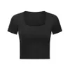 Yoga Top Mulheres Manga Curta U Collar Slim Fit Running Treino Atlético Esporte T-Shirt Sólido Fitness Exercício Ginásio Roupas