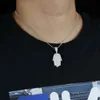 Boy Men Fatima Hamsa Hand Pendant Necklace Iced Out 5A Bling Cubic Zircon Thin Chain Hip Hop Gift Turkish Luck Jewelry255b
