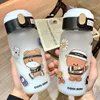 Bear straw Tumblers portable creative personality trend cute glass cartoon handy cup 4 styles 320 450ml