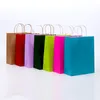Shoppingkassar Kraft Paper Multifunktion Högkvalitativ mjuk färgstark väska med handtag Festival Presentförpackning 21x15x8cm DH8567