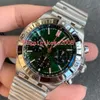 Perfect Quality GF Мужские наручные часы Часы AB01343A1L1A1 Зеленый циферблат из нержавеющей 42 мм 7750 Движение Прозрачные механические автоматические мужские часы