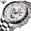 Мужские часы Lige мода из нержавеющей стали верхний бренд роскошный многофункциональный хронограф кварцевый наручные часы Relogio Masculino 210527