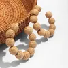 2021 Boho handgjord rund rotting väv Big Hoop örhängen för kvinnor naturliga trä bambu halm vinstockar smycken gåva huggie