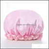 Bonnets de douche Accessoires de salle de bain Bain Maison Jardin Satiné Double couche Shampooing Cap Soins des cheveux Résistant à l'huile Imperméable à l'huile Dames Adt Farmh