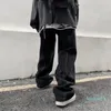 남자 청바지 2022 봄 가을 streetwear Baggy 남성 한국 패션 느슨한 똑 바른 넓은 다리 바지 남성 의류 검정