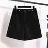 Autumn Winter Women Loose Pockets High Waist Shorts Office Lady Buttons Female Corduroy Plus Size 5XL 210423