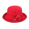 Cappelli a tesa avara Donna Berretto di lana floreale stile francese Fedora Elegante secchiello occidentale Primavera Inverno Caldo Bombetta femminile Sombrero